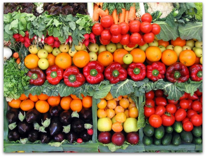 Colorful vegetables and fruits