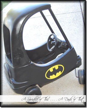 Cozy Coupe Batmobile {A Sprinkle of This . . . . A Dash of That} Cozy Coupe Batmobile {A Sprinkle of This . . . . A Dash of That}