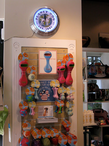 They sell a lot of Planet Dog products made from non-toxic and recyclable materials.  With every sale, Dog Planet donates to service dog programs around the country.