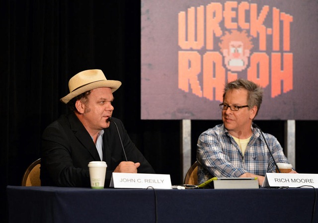 SAN DIEGO, CA - JULY 12:  (L-R) Actor John C. Reilly and director Rich Moore speak at the "Wreck-It Ralph" interviews during Comic-Con International 2012 at Hilton Bayfront Hotel on July 12, 2012 in San Diego, California.  (Photo by Alberto E. Rodriguez/WireImage)