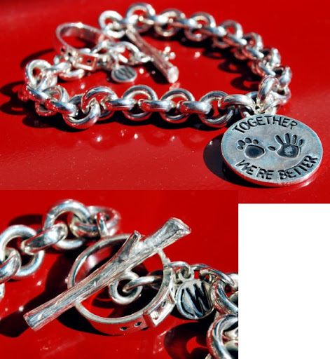 The toggle clasp on the dog-mama bracelet is just fetching! It's a mini dog collar (with tag-yay!) and sterling stick combo... Fetch! The toggle clasp on the dog-mama bracelet is just fetching! It's a mini dog collar (with tag-yay!) and sterling stick combo... Fetch!