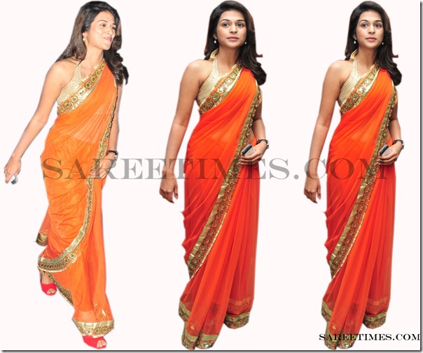 Sraddha_Dass_Orange_Designer_Saree