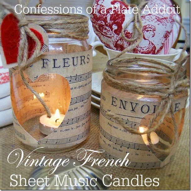 CONFESSIONS OF A PLATE ADDICT Vintage French Sheet Music Candles CONFESSIONS OF A PLATE ADDICT Vintage French Sheet Music Candles