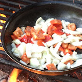 Veggie saute in the bacon pan