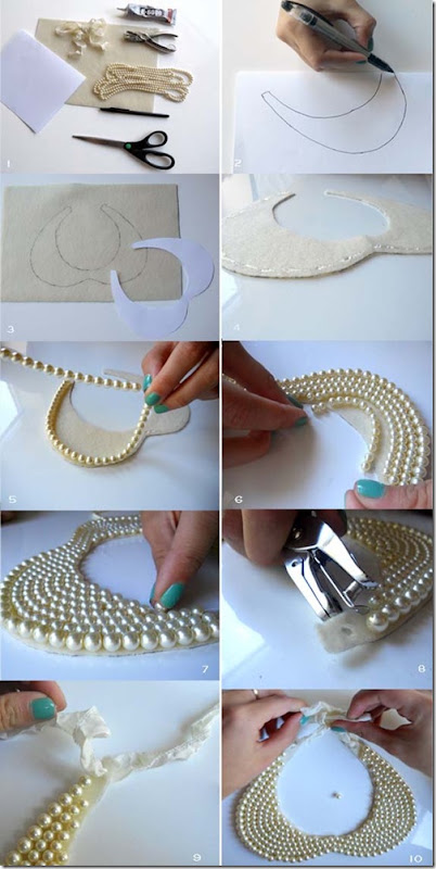 DIY Pearl Collar Necklace steps