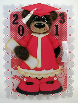 Bear Red Graduation Card