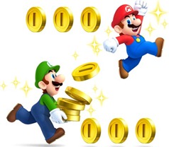 Mario está todo feliz porque vai ficar rico em NSMB 2. E a Nintendo também, vendendo o 3DS XL.