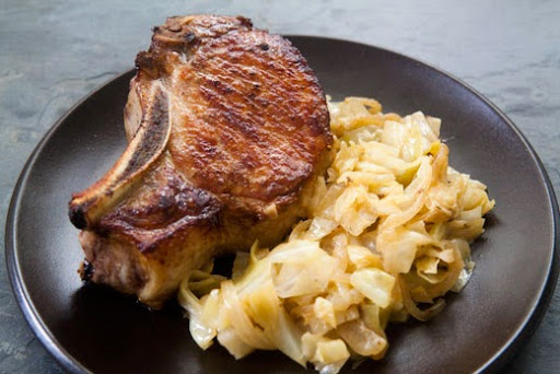 Pork Chops with Braised Cabbage on Simply Recipes