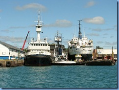 5075 Michigan - Sault Sainte Marie, MI -  St Marys River - Soo Locks Boat Tours - shoreline on Canadian side, the Reliance, the Avenger IV & the Yankcanuck