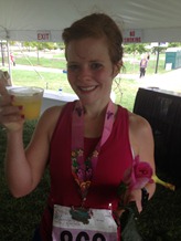 Post-race at Indianapolis Women's Half Marathon Healthy Strides mimosas