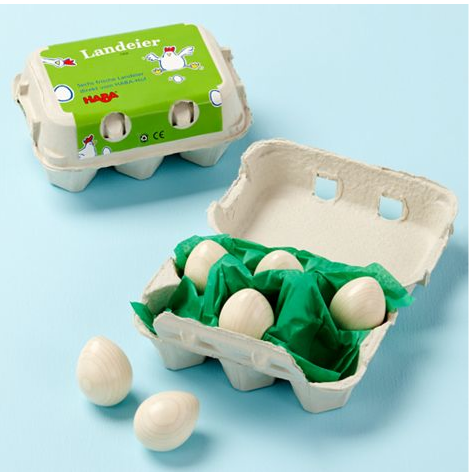 Grade A wooden Eggs, from HABA. $12.95, landofnod.com.