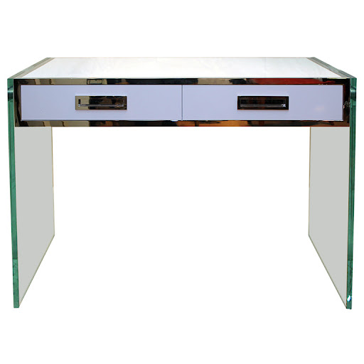 This desk looks like it was build using the same materials as my building - glass and metal.
