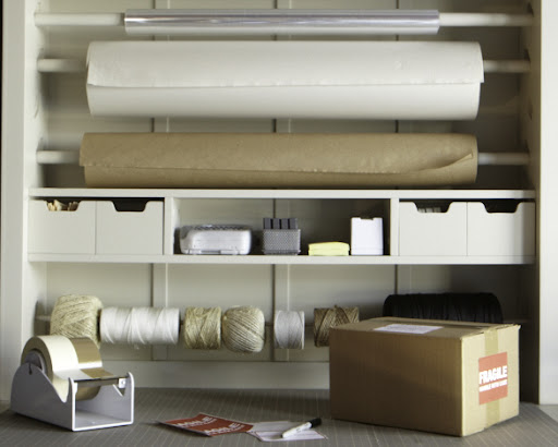 The surface is large enough to hold wrapping supplies and still leave enough room for packing up items. The surface is large enough to hold wrapping supplies and still leave enough room for packing up items.