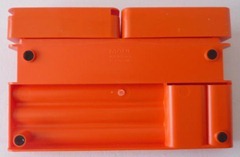 Orange Maul desk storage object with perpetual calendar