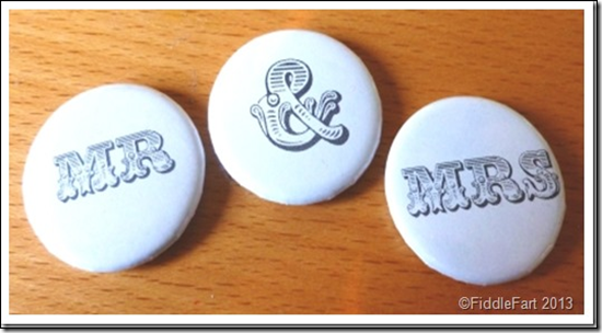 Mr and Mrs Wedding Badges