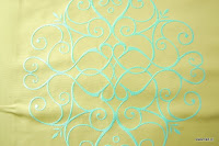 Luksusowa trudnopalna tkanina z haftem. "Tafta" butikowa. Na zasłony, poduszki, narzuty, dekoracje. Kremowa, błękitna.