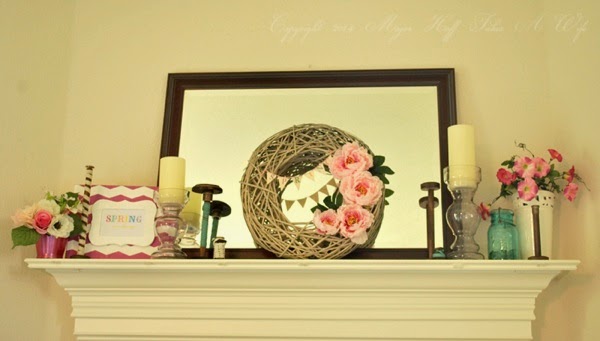 Spring Mantle Mantel with bobbins spools aqua radiant orchard.jpg Spring Mantle Mantel with bobbins spools aqua radiant orchard