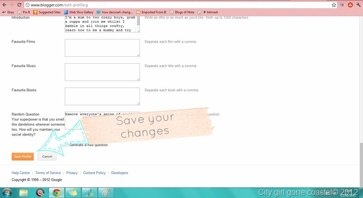 saving changes to profile