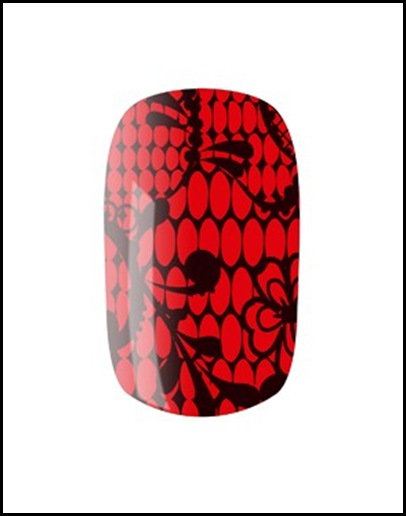 Nail Rock Black Lace On Red