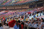 Athletes beginning to arrive in the stands