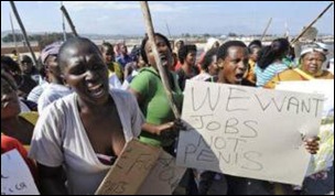 we want jobs not PENIS  protestor South africa