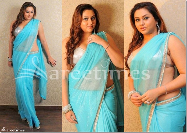Namitha_Blue_Saree