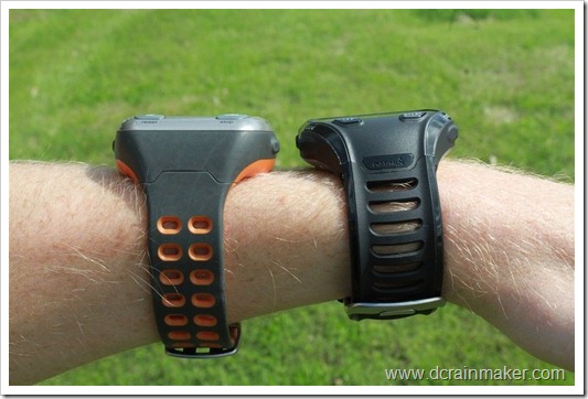 Garmin FR310XT and FR910XT on wrist size comparison