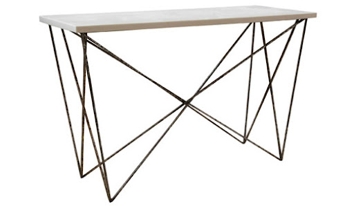 Another great example of a modern yet approachable entryway table. It's almost a piece of sculpture for your foyer. (olystudio.com) Another great example of a modern yet approachable entryway table. It's almost a piece of sculpture for your foyer. (olystudio.com)