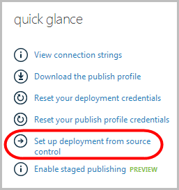 Dashboard link to deploy from source control
