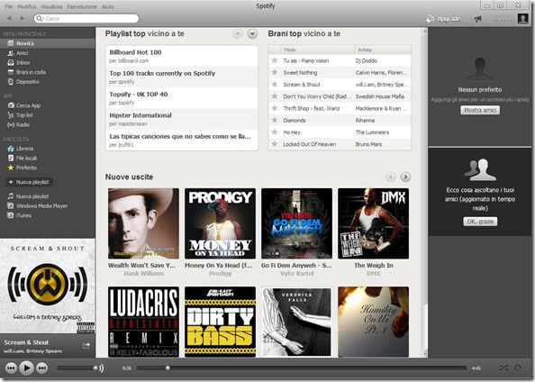 Spotify interfaccia Desktop
