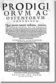 Primeira página do livro Prodigiorum ac ostentorum chronicon Primeira página do livro Prodigiorum ac ostentorum chronicon