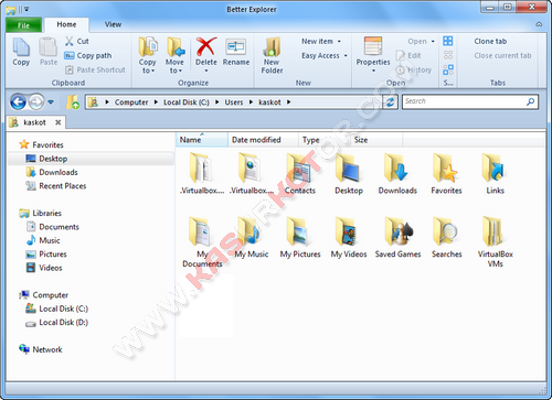 Windows 8 Explorer Ribbon & Toolbar di Windows 7
