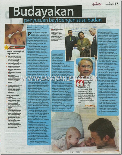 Berita Harian_Ratu_Budayakan Penyusuan Bayi dengan Susu Badan_Shaklee One Stop Centre_SayaMahuSihat