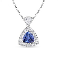 Trillion Tanzanite and Round Diamond Designer Pendant