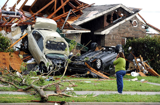 After a tornado moved through in Lancaster, Texas, on 3 April 2012. Larry W. Smith / EPA / Lanov