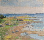 Strandäng art. nr 10002. Mått ink. ram 70x65 olja på duk. Signerad Gunnar Sundberg 1941