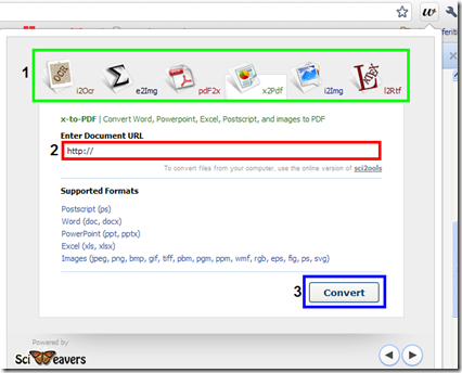 Sci2ools convertire file online con Google Chrome