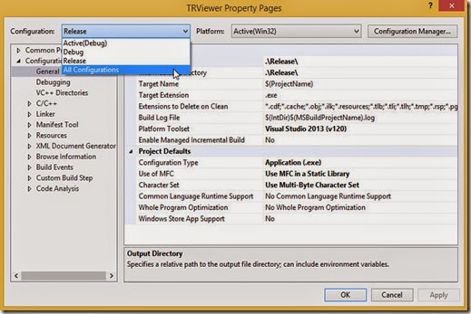 Set All Configurations in Property Pages Set All Configurations in Property Pages