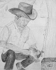 Sherry Reynolds "Shoulda seen the one that got away charcoal" pencil - 3rd Place