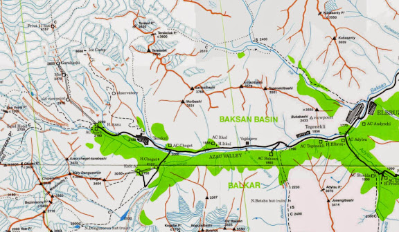 Carte : Terskol, Cheget, Elbruz
