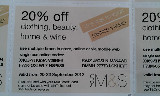 Marks and spencer coupons uk