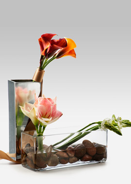 Glass rectangle -- you can make some unique arrangments in these vases.