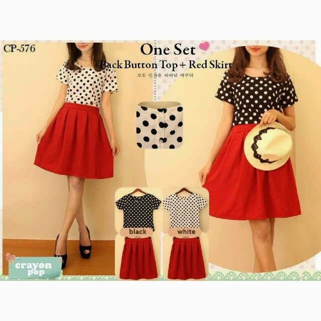 jual setelan atasan polkadot rok merah murah grosir ecer hitam putih butik cherish 88 jual setelan atasan polkadot rok merah murah grosir ecer hitam putih butik cherish 88