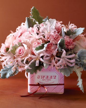 Wrap your vase to look like a box of chocolate for an especially delectable centerpiece.