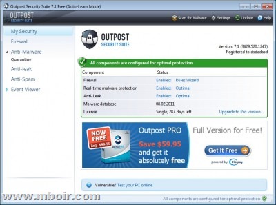 Outpost Internet Security Suite - mboir