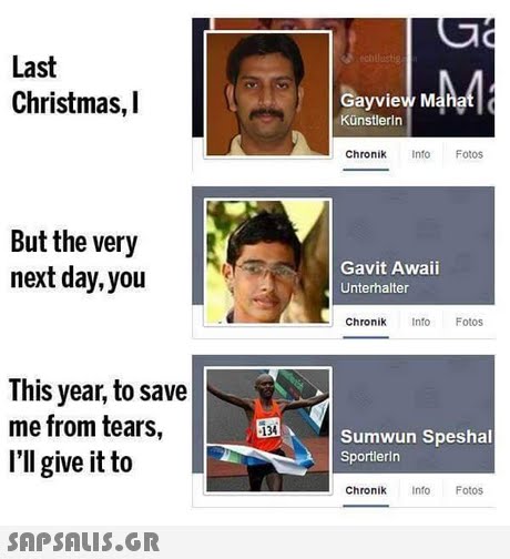 Last Christmas, I Gayview Manat Künstlerin Chronik Info Fotos But the very next day, you Gavit Awaii Unterhalter Chronik nfo Fotos This year, to save me from tears, I ll give it to 134 Sumwun Speshal Sportlerin Chronik Info Fotos SAP SALis.or