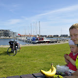 På vej ud af Nyborg blev det tid til en lille guf-pause. Her ved lystbådehavnen