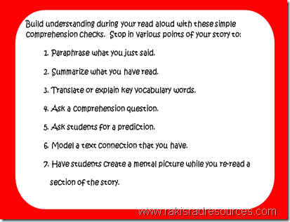 Build understanding during your read aloud with these simple comprehension checks