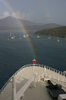 Rainbow over the bow of the Queen Mary 2
