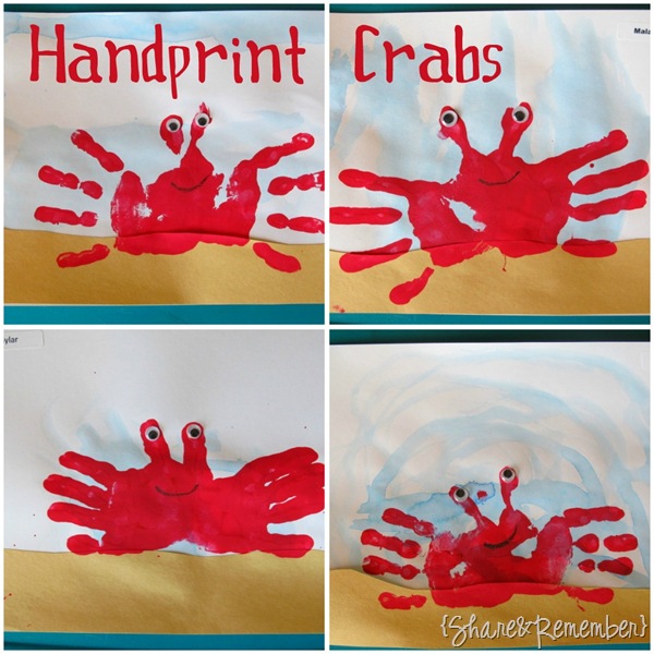 Handprint Crabs Preschool Craft Ocean Theme Handprint Crabs Preschool Craft Ocean Theme